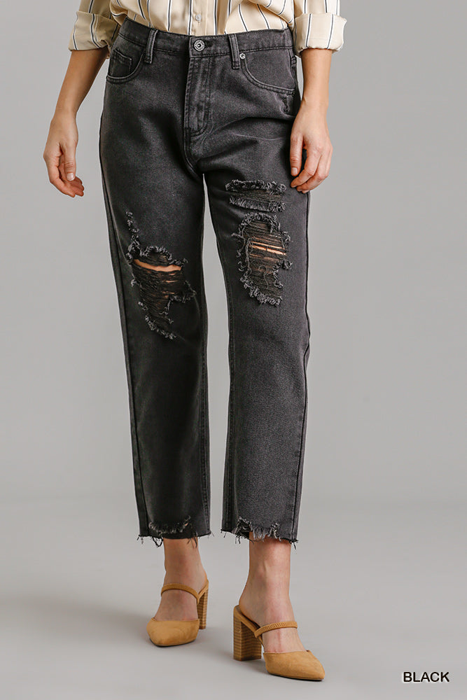 Denim Jeans With Raw Hem