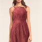 Cranberry Red Corduroy Sleeveless Square Neck Tight Fit Mini Dress