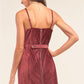 Cranberry Red Corduroy Sleeveless Square Neck Tight Fit Mini Dress