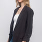 Woven Solid 3/4 Sleeve Blazer