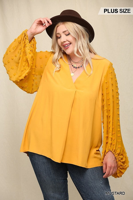 Top With Voluminous Sheer Sleeves