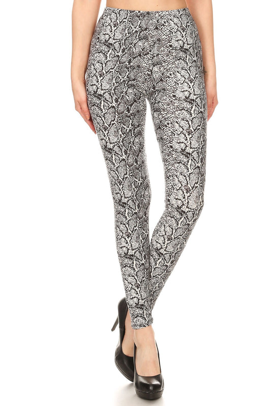 Snakeskin Print Leggings High Waist