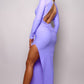 Long Sleeve V Neck Open Back Maxi Dress