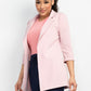 Open Front Notch Solid Blazer Jacket