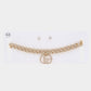 Double Circle Rhinestone Charm Curb Link Choker Necklace