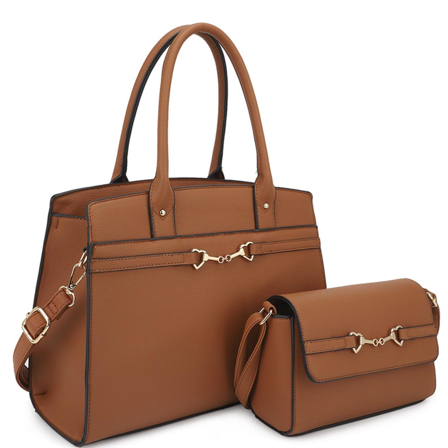 Design Handle Satchel With Crossbody Bag