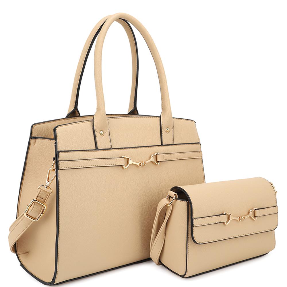 Design Handle Satchel With Crossbody Bag