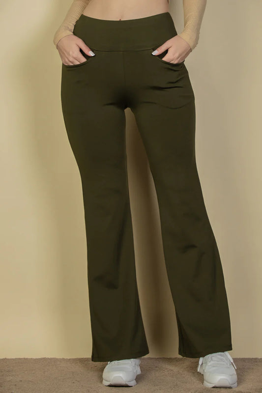 High Waist Flare Pants Olive