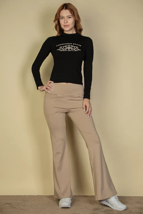 High Waist Flare Pants Taupe