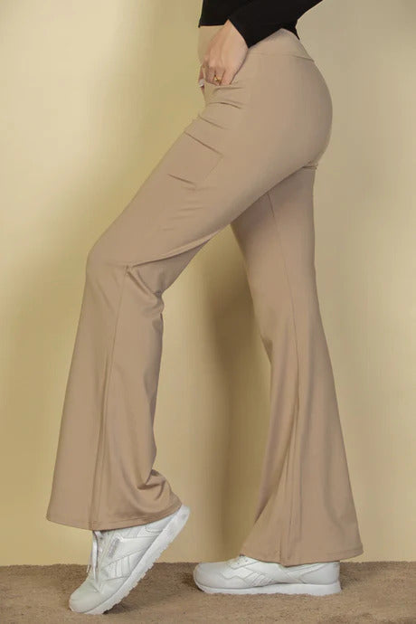 High Waist Flare Pants Taupe