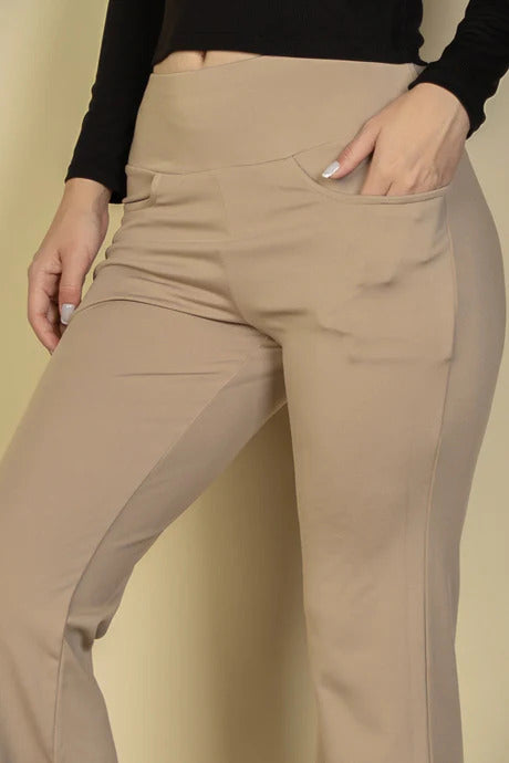 High Waist Flare Pants Taupe