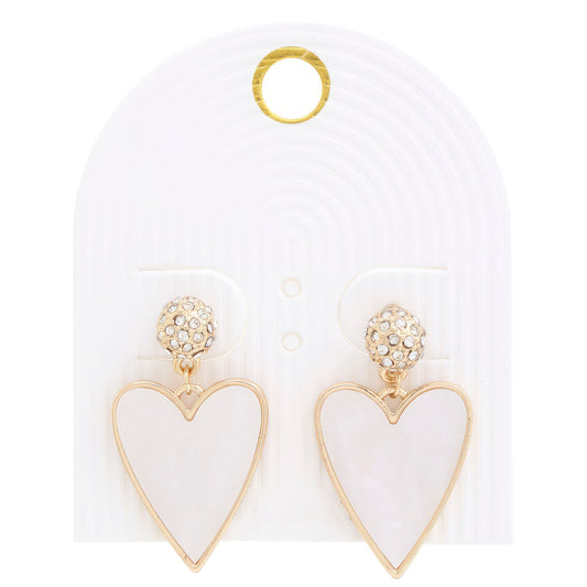 Heart Rhinestone Bead Dangle Earring